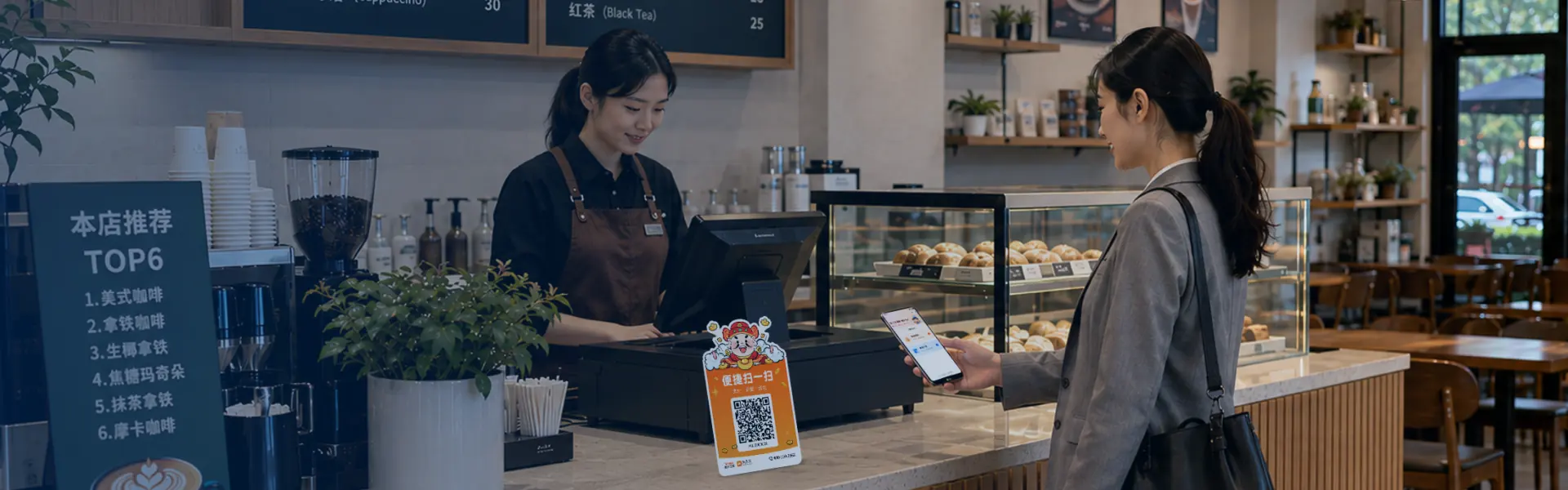 A store completing collection with mobile payment